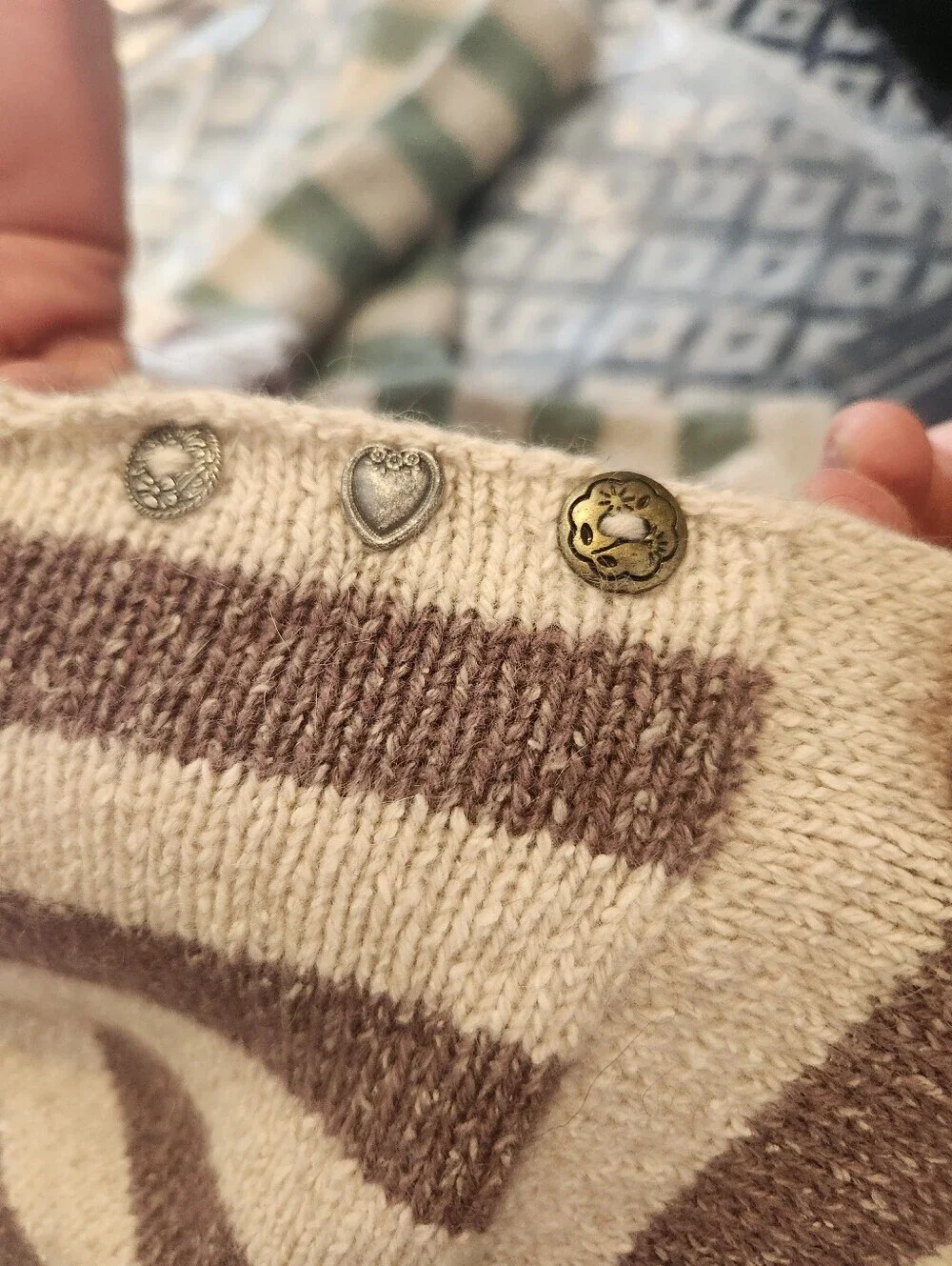 100% American Cashmere Grape Striped Baby Sweater + Square Pom Pom Hat Sz 3-6 Mo